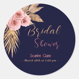 Sticker Rond Fête de mariage moderne boho rose rose buisson ros
