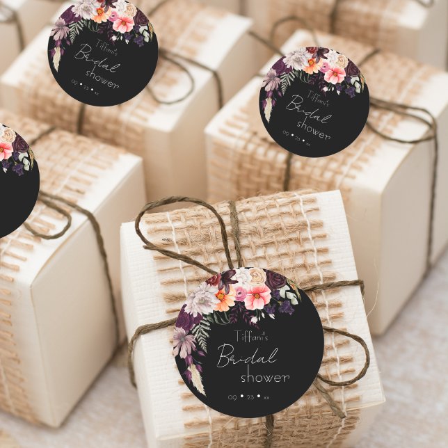 Sticker Rond Fête de mariage Moderne Fleurs et Feuillage Humeur (Créateur téléchargé)