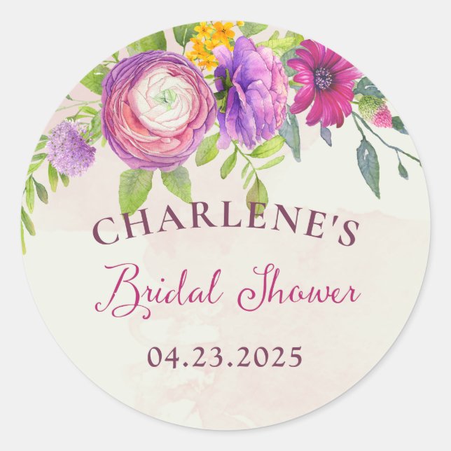 Sticker Rond Fête de mariage Mulberry et Ivory Dream (Devant)