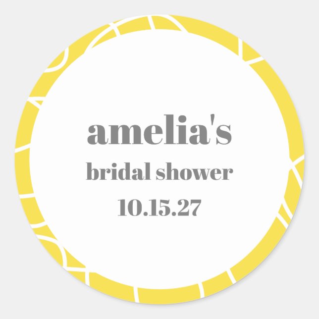 Sticker Rond Fête de Mariage Personnalisée avec Art de Ligne Ab (Devant)