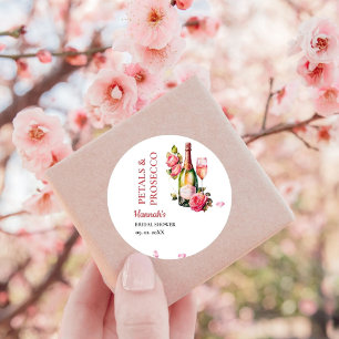 Sticker Rond Fête de mariage Petits Pétales et Prosecco