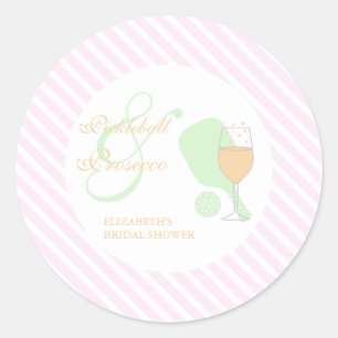 Sticker Rond Fête de mariage Pickleball et Prosecco