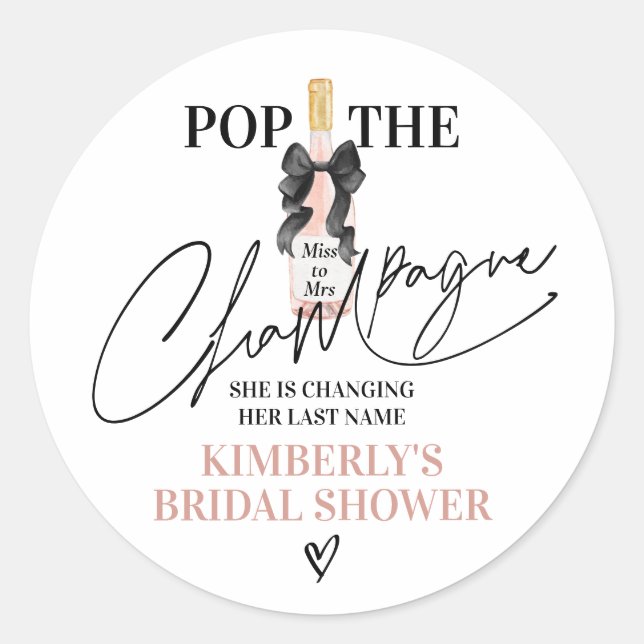 Sticker Rond Fête de Mariage : Rosé et Champagne (Devant)