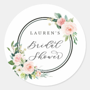 Sticker Rond Fête de mariage rose poudré aquarelle