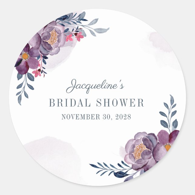 Sticker Rond Fête de mariage rustique avec écriture florale vio (Devant)