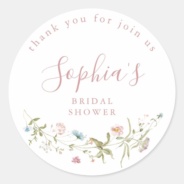 Sticker Rond Fête de mariage rustique bohème avec fleurs sauvag (Devant)