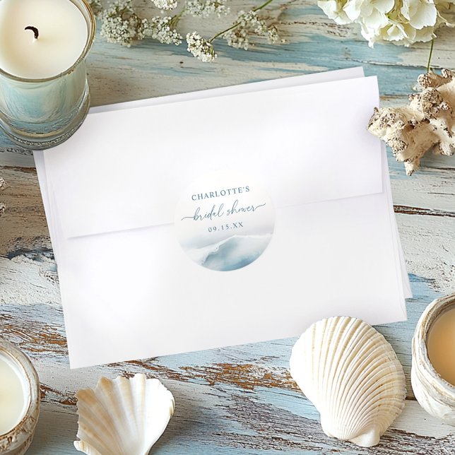 Sticker Rond Fête de Mariage sur la Plage Océane (Créateur téléchargé)