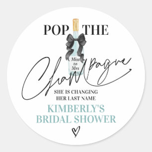 Sticker Rond Fête de Mariage Teal et Champagne