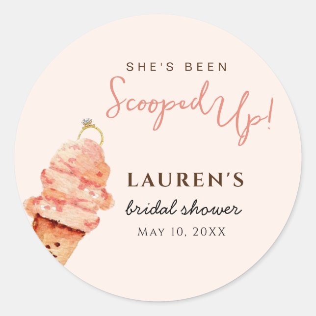 Sticker Rond Fête de mariage thème glace à la crème rose  (Devant)