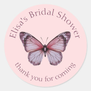 Sticker Rond Fête de Mariée Papillons Élégants PERSONNALISÉE