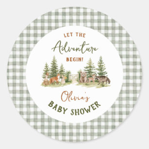 Sticker Rond Fête de naissance aventure début forêt animalière