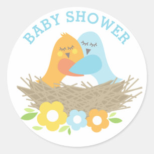Sticker Rond Fête de naissance Baby Boy Nid de printemps