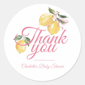 Sticker Rond Fête de naissance Coquette Lemon Rose