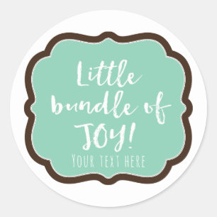 Sticker Rond Fête de naissance Mint & Chocolate Brown Bundle of