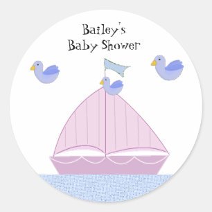 Sticker Rond Fête de naissance personnalisée Bateau à voile ros