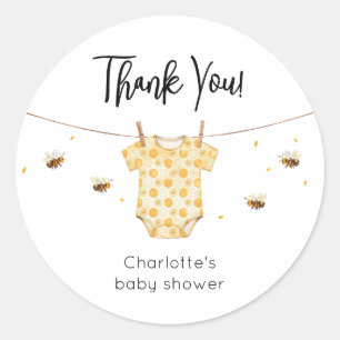 Sticker Rond Fête de naissance personnalisée en thème d'abeille