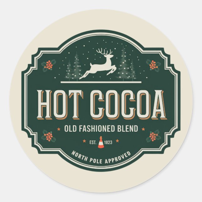Sticker Rond Fête de Noël au cacao chaud (Devant)