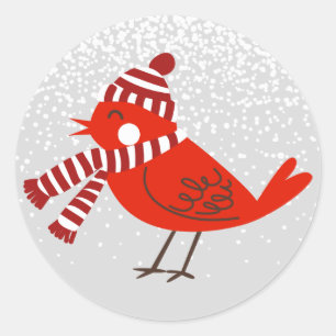 Sticker Rond Fête de Noël Bird Floral