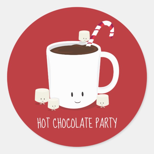Sticker Rond Fête de Noël Chocolat chaud cacao chaud (Devant)