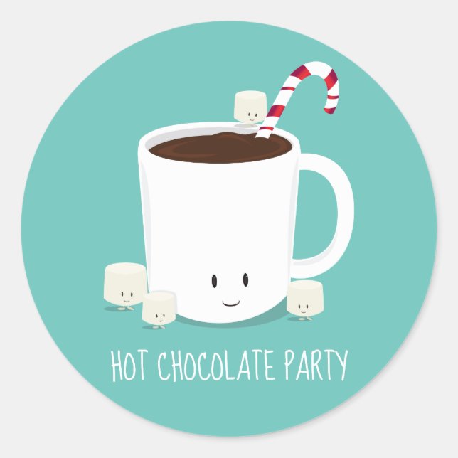 Sticker Rond Fête de Noël Chocolat chaud cacao chaud classique  (Devant)