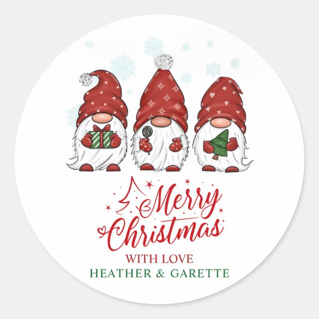 Sticker Rond Fête de Noël des Gnomes de Fêtes (Devant)