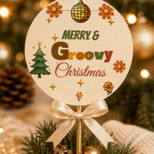Sticker Rond Fête de Noël Groovy 70