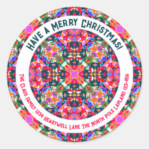 Sticker Rond Fête de Noël moderne colorée et joyeuse personnali