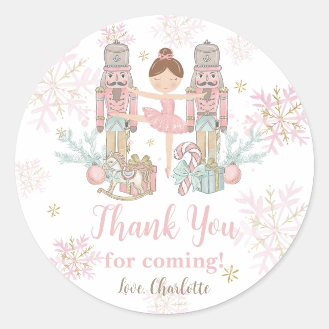 Sticker Rond Fête de Noël Noisette Bleu Rose Bleu Ballet (Devant)