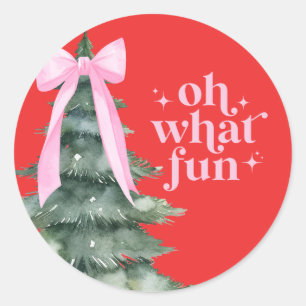 Sticker Rond Fête de Noël Oh Quel Plaisir Rose