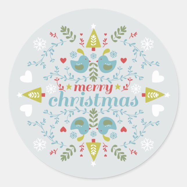 Sticker Rond Fête de Noël populaire (Devant)