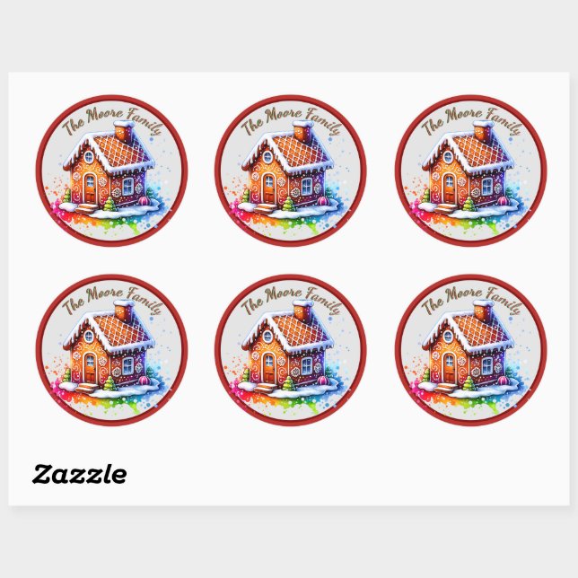 Sticker Rond Fête de pain d'épices adorable (Feuille)