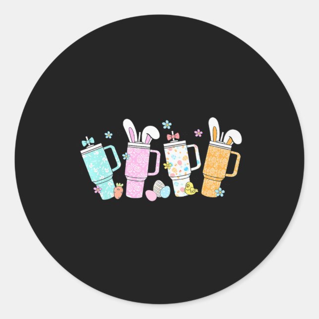 Sticker Rond Fête de Pâques rétro Stanley Tumbler Inspirées Fil (Devant)