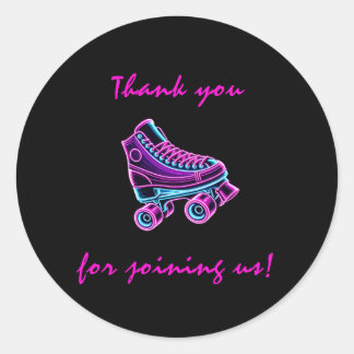 Sticker Rond Fête de patinage à roulettes Neon Anniversaire Mer