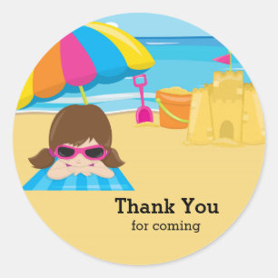 Sticker Rond Fête de plage