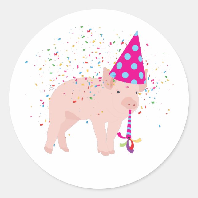 Sticker Rond Fête de porc - Animaux ayant une fête (Devant)