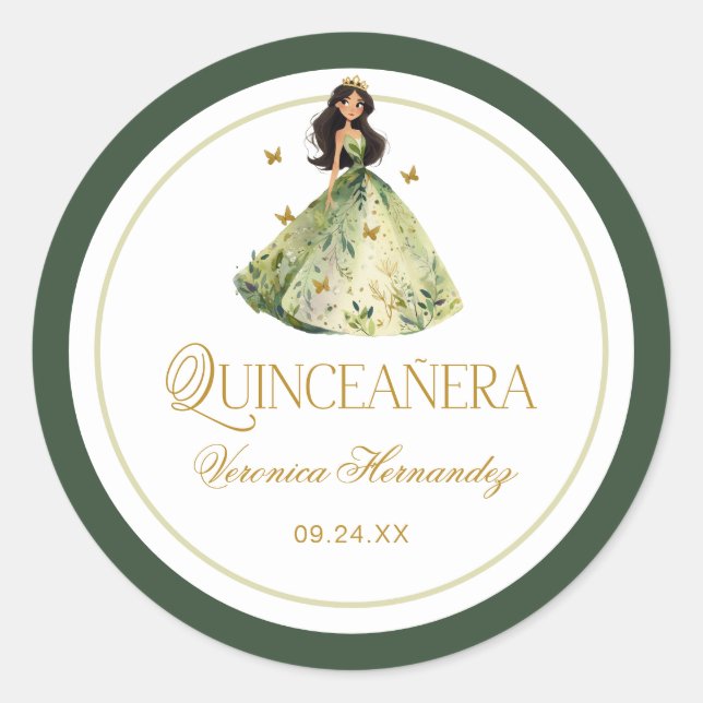 Sticker Rond Fête de Quinceañera de la Forêt Enchantée  (Devant)
