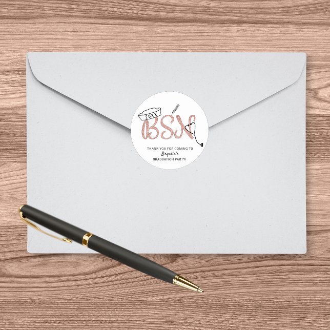 Sticker Rond Fête de remise des diplômes de l'infirmière BSN me (Créateur téléchargé)