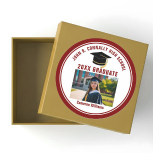 Sticker Rond Fête de remise des diplômes personnalisée Marron 2
