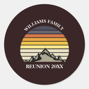 Sticker Rond Fête de réunion de famille Sunset Mountain personn