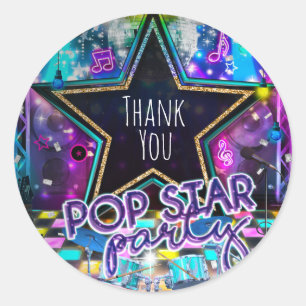 Sticker Rond Fête de STAR POPulaire Favori musical d'anniversai