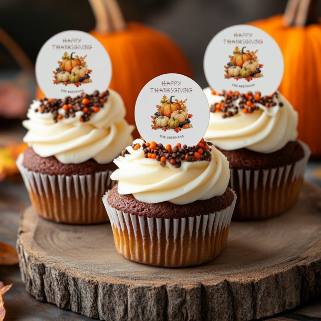 Sticker Rond Fête de Thanksgiving rustique citrouille (Pumpkin Elegant Rustic Thanksgiving Feast Classic Round Sticker)