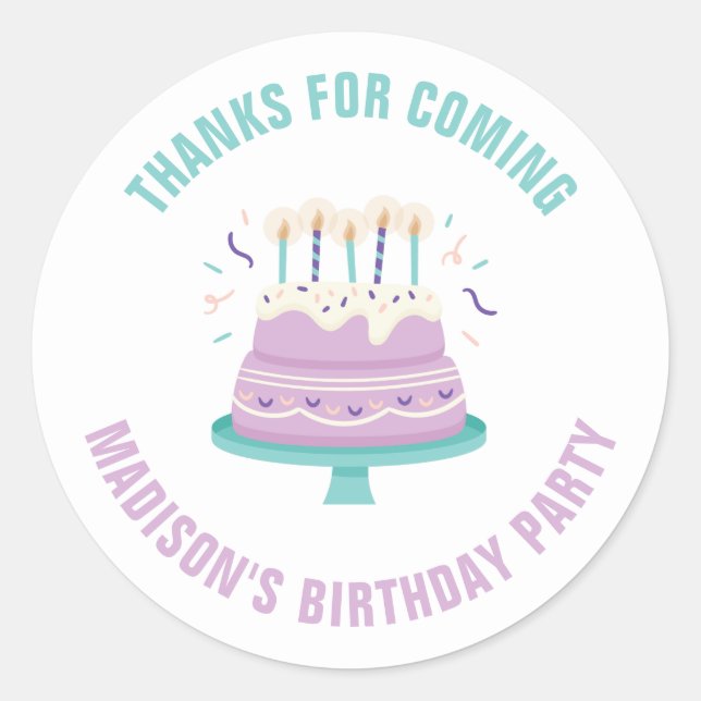 Sticker Rond Fête des Anniversaires de enfants du gâteau d'anni (Devant)