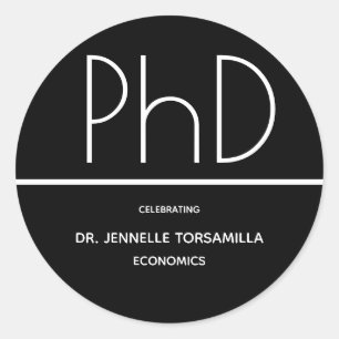 Sticker Rond Fête des diplômes de doctorat Noir