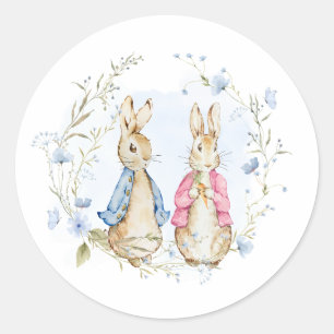 Sticker Rond Fête des frères et soeurs lapins Peter et Flopsy