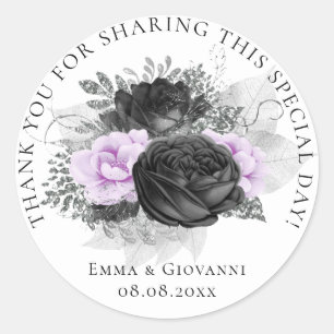 Sticker Rond Fête des mariées 16e Remerciements Fleur blanche r