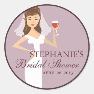 Sticker Rond Fête des mariées à thème moderne Bride vin Favoris