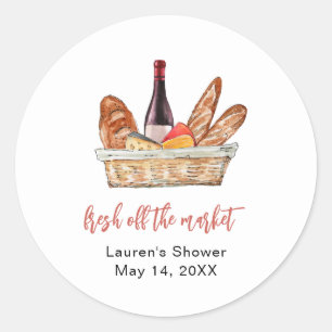 Sticker Rond Fête des mariées au vin et au fromage