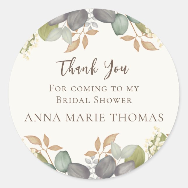 Sticker Rond Fête des mariées Automne Feuilles Mariage Élégant (Devant)