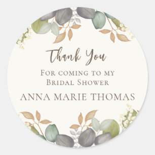 Sticker Rond Fête des mariées Automne Feuilles Mariage Élégant