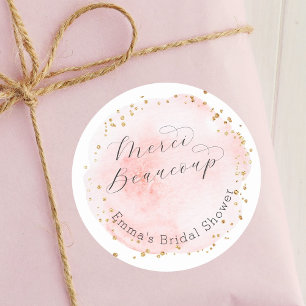 Sticker Rond Fête des mariées Blush Circle Merci Beaucoup